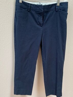 Talbots Navy Cropped Pants with Polka-Dot Waistband